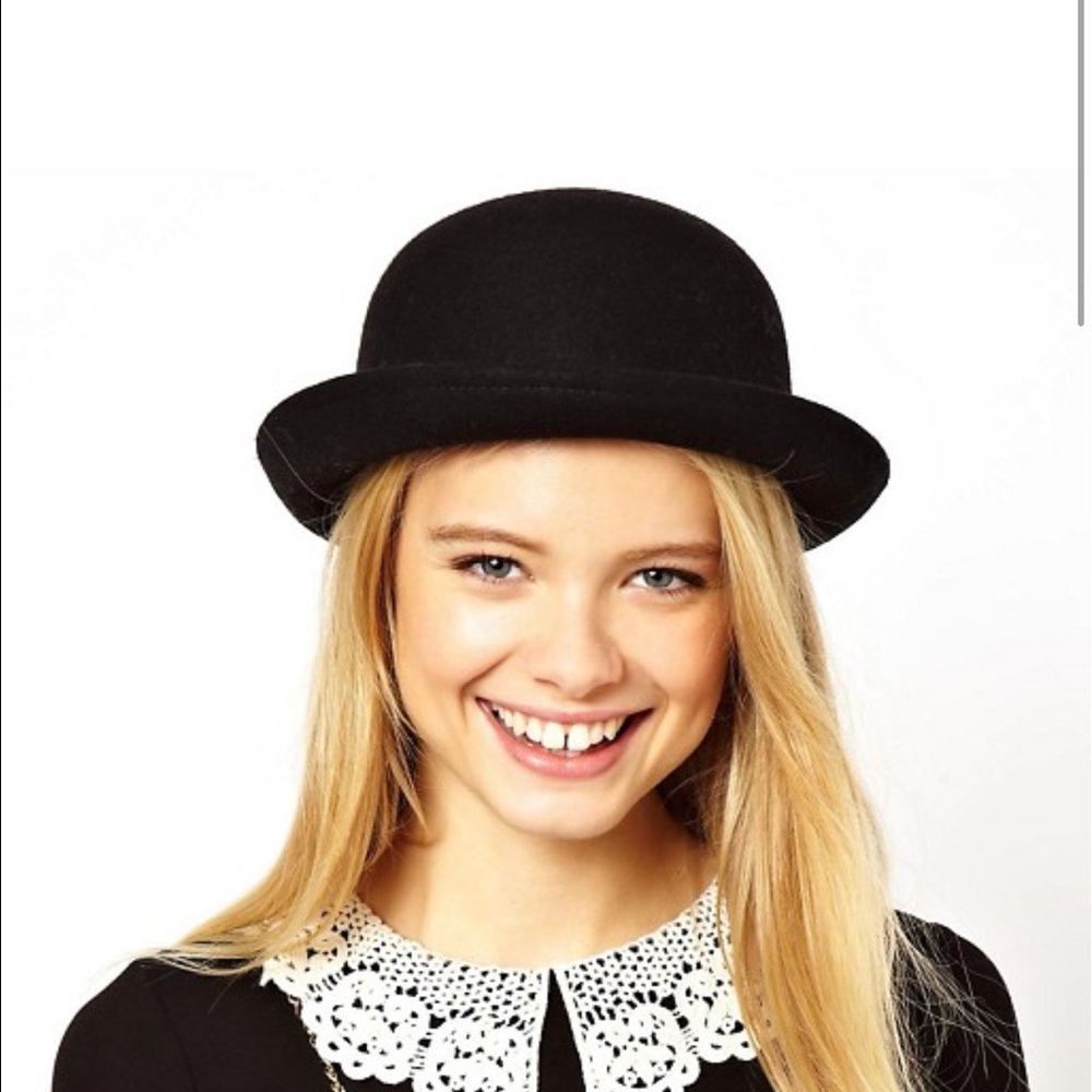 ASOS Roll Brim Felt Black Boater Hat